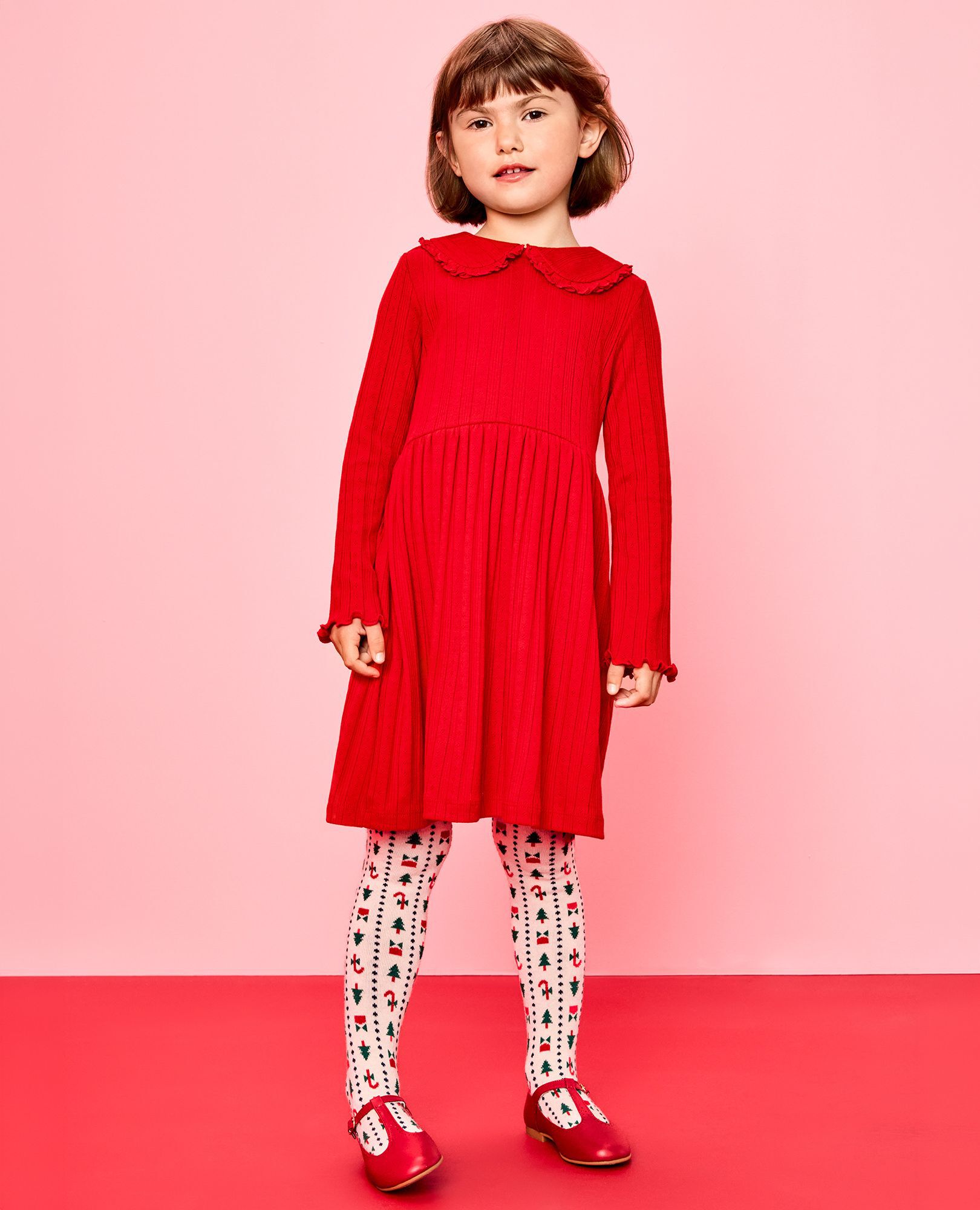 Long Sleeve Collared Pointelle Dress with Pockets - Image 6