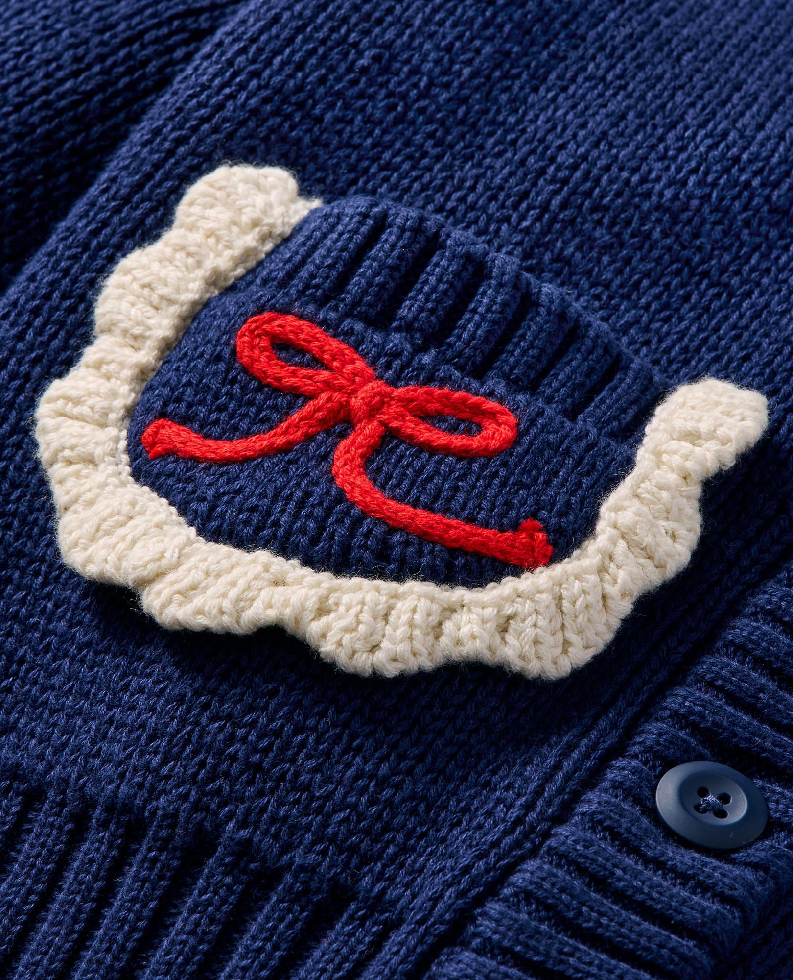 Collared Bow Pocket Cardigan - Image 4