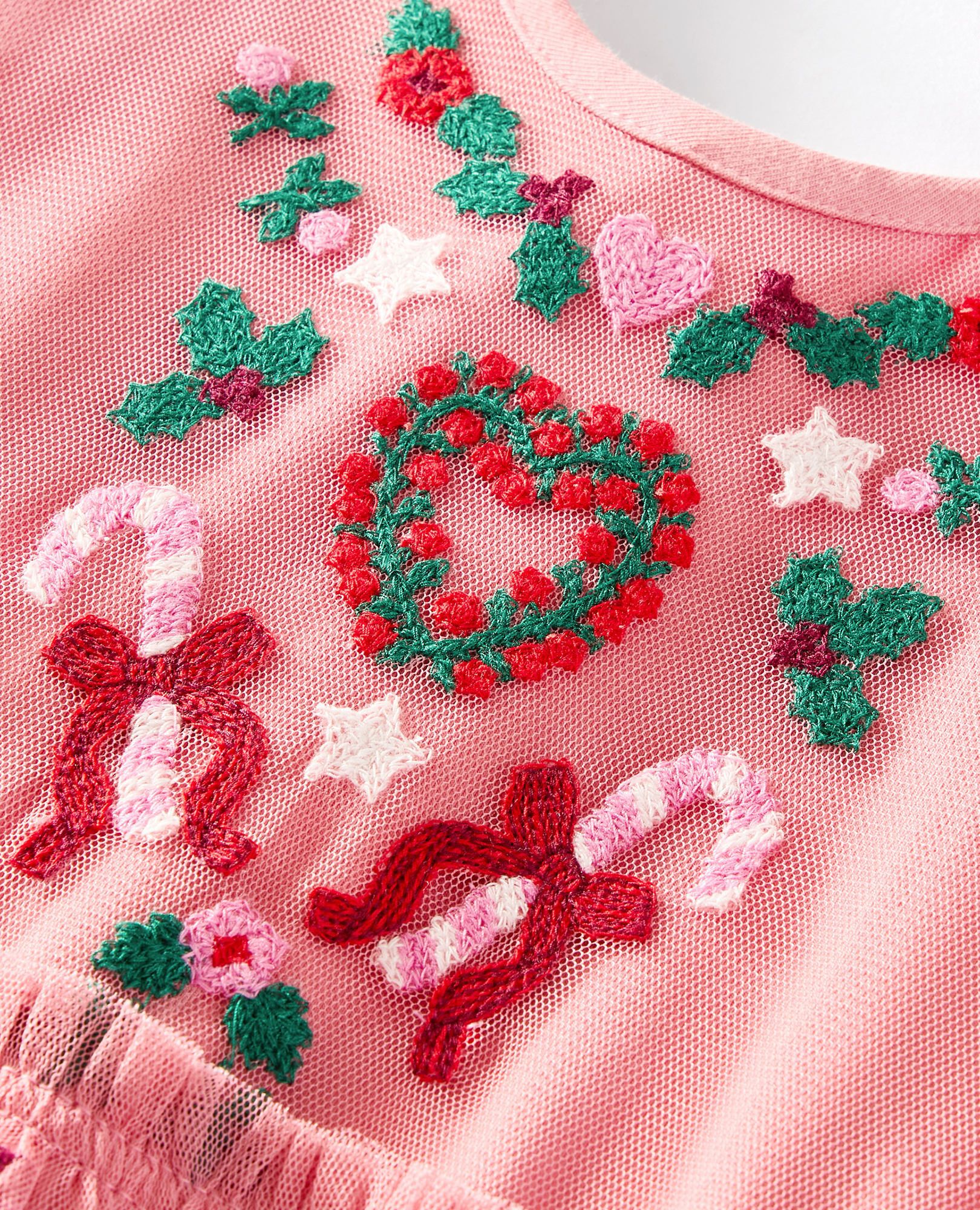 Long Sleeve Tulle Embroidered Dress - Image 8