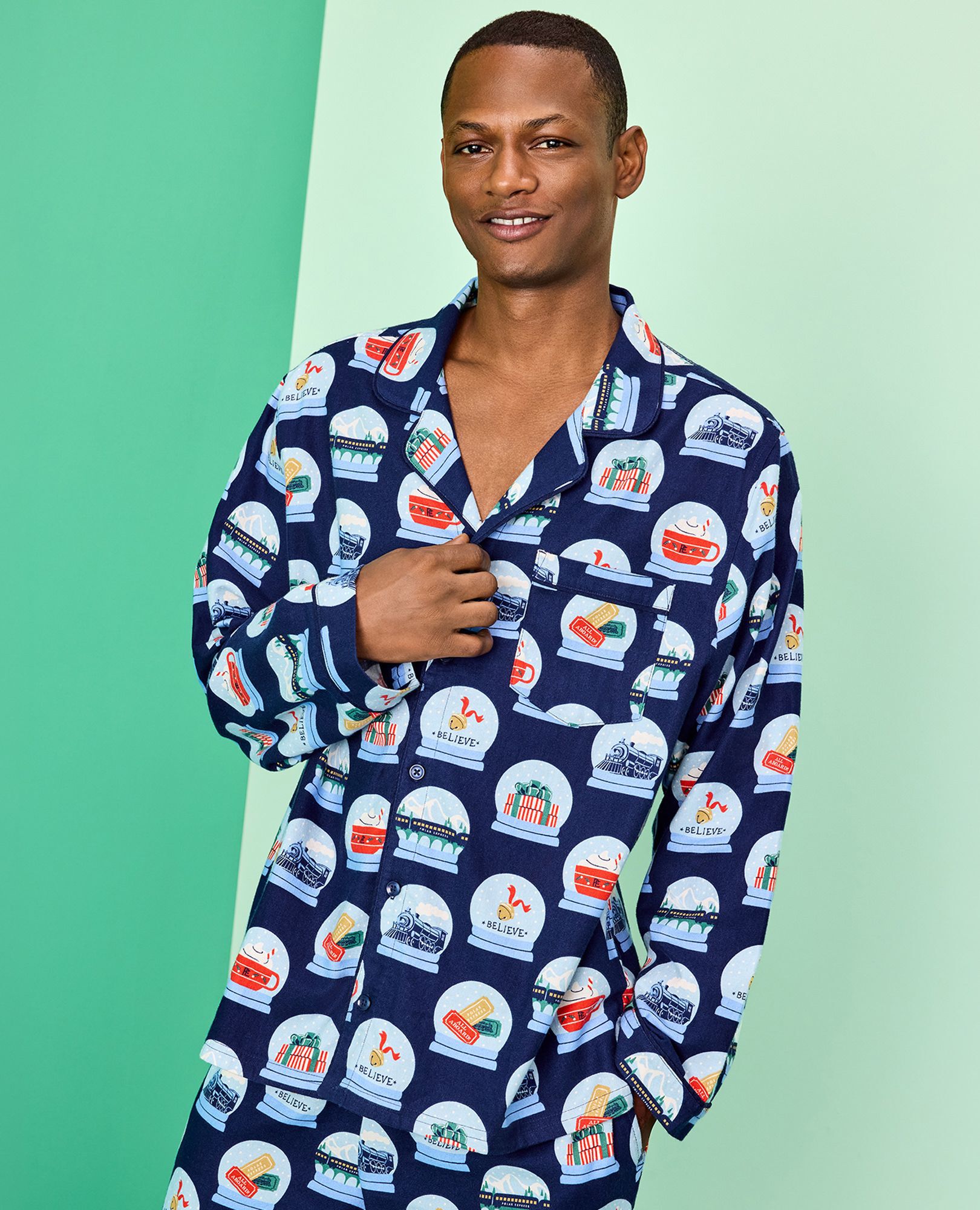 Adult The Polar Express Flannel Pajama Top