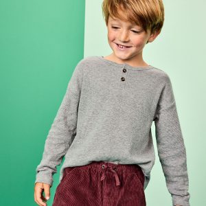 Relaxed Fit Waffle Henley