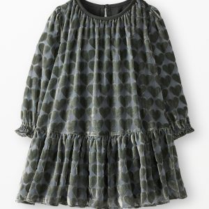 Balloon Sleeve Velvet Tiered Dress