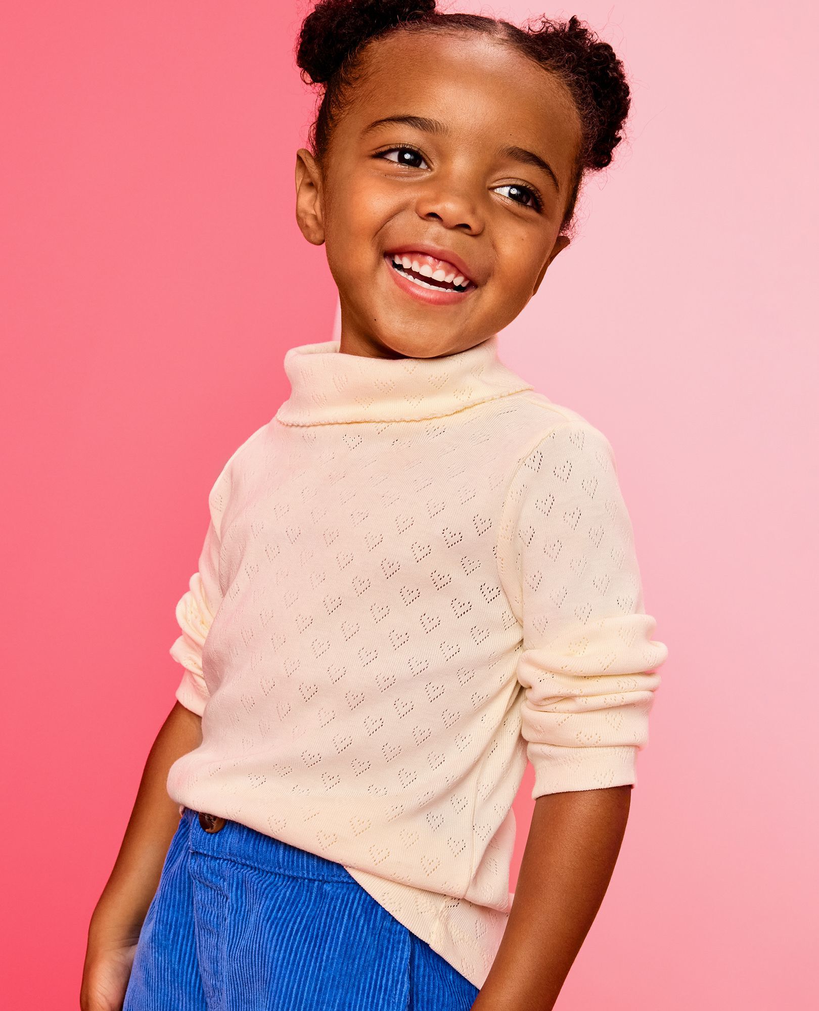 Long Sleeve Pointelle Heart Turtleneck Top - Image 8