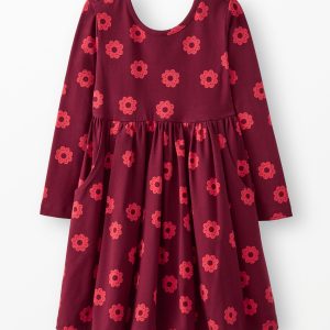 Holiday Long Sleeve Skater Dress with Pockets