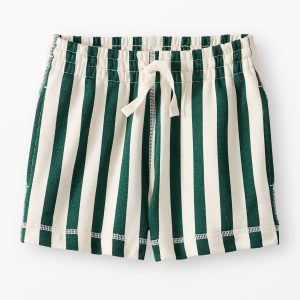 French Terry Striped Midi Shorts