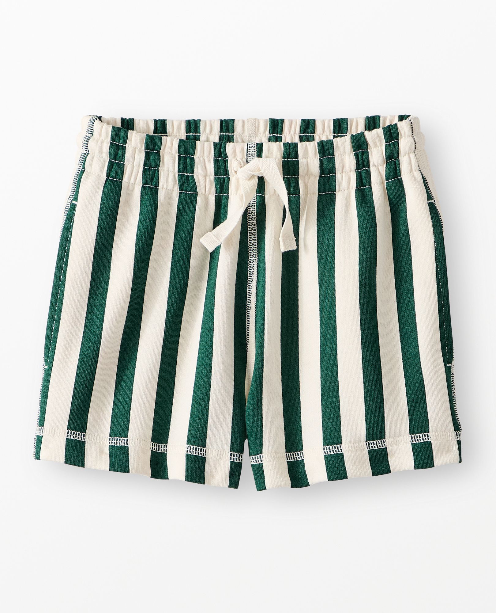 French Terry Striped Midi Shorts