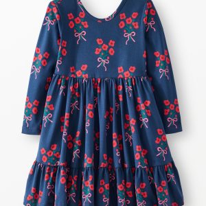 Long Sleeve Ruffle Skater Dress with Pockets