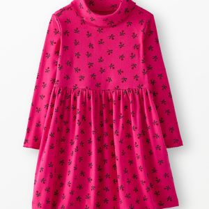 Holiday Long Sleeve Ribbed Turtleneck Dress