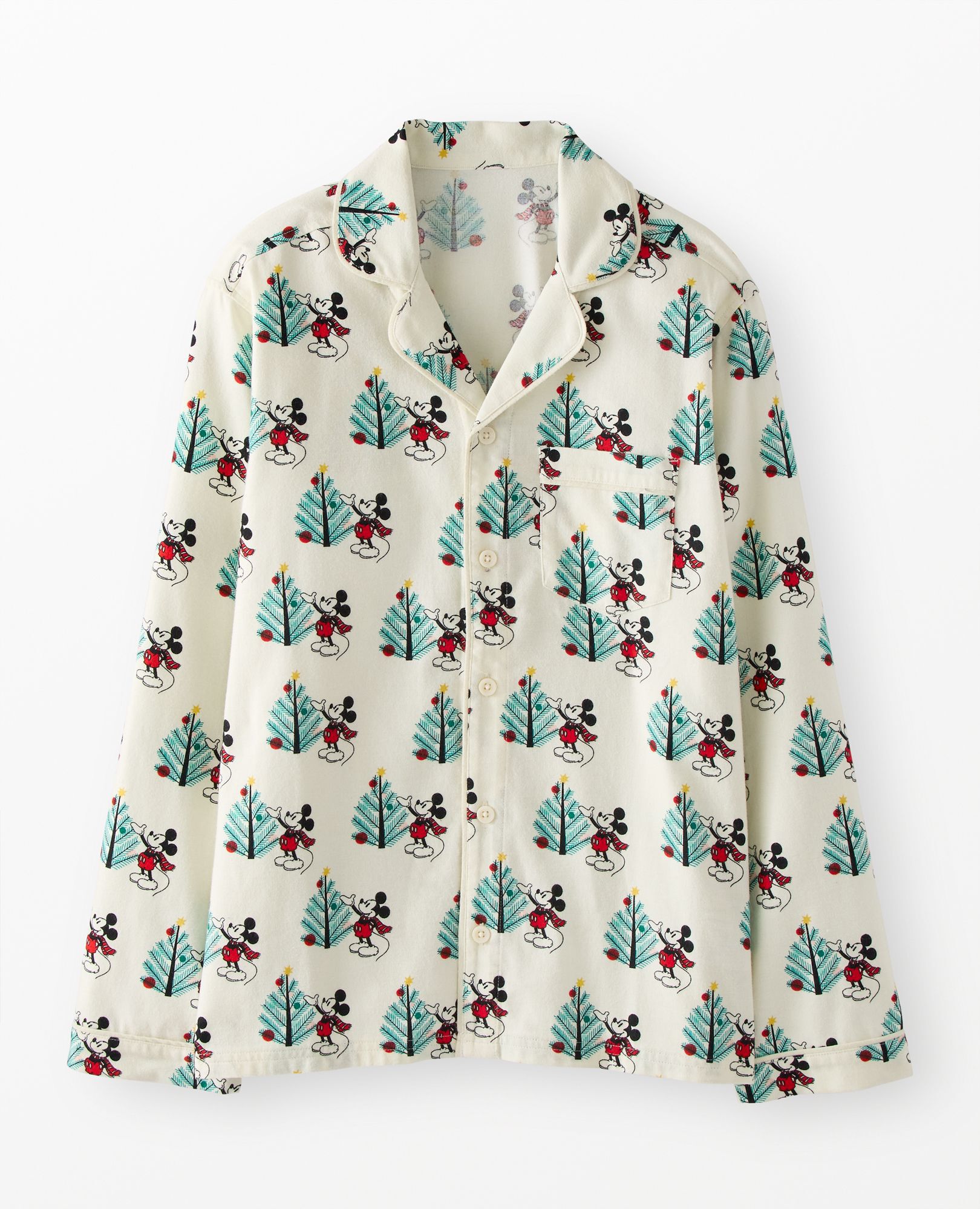 Adult Disney Mickey Mouse Holiday Flannel Pajama Top