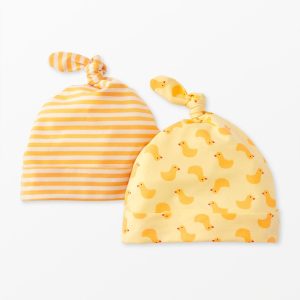 2-Piece Baby Layette Top Knot Beanie in HannaSoft?