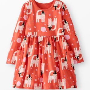 Halloween Long Sleeve Playground Dress with Pockets