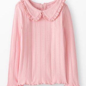 Long Sleeve Pointelle Collared T-Shirt