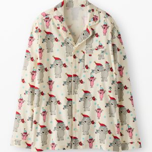 Adult Elephant & Piggie Holiday Flannel Pajama Top