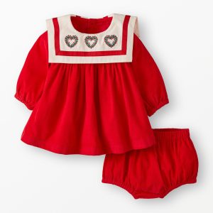 Baby Bib Collar Corduroy Dress & Bloomers Set