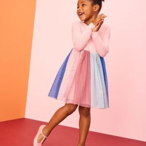 Long Sleeve Tulle Rainbow Dress