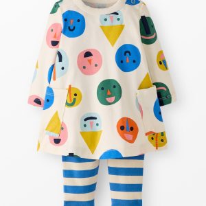 Baby Long Sleeve Pocket Dress & Leggings Set