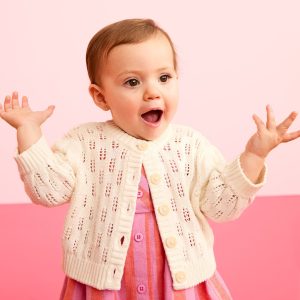 Baby Balloon Sleeve Pointelle Cardigan