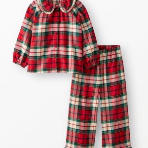 Holiday Flannel Ruffle Pajama Set