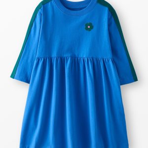 Stripe Sleeve Embroidered Dress