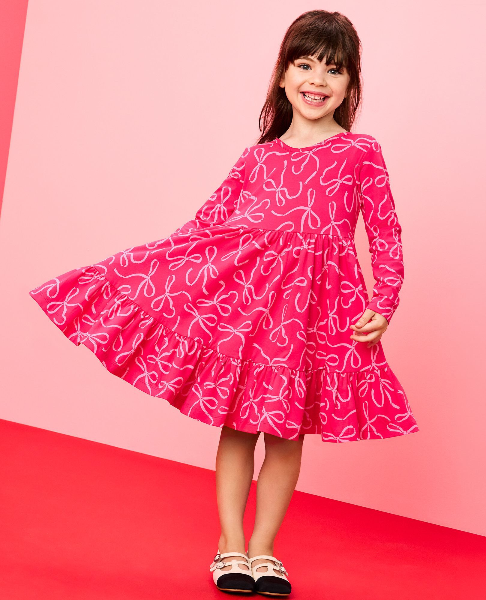 Long Sleeve Ruffle Skater Dress with Pockets - Image 10