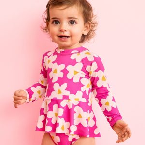 Baby One-Piece Skirted Rashguard Swimsuit