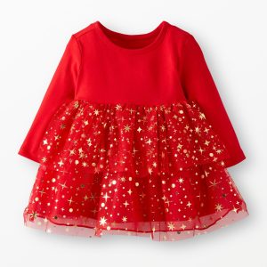 Baby Long Sleeve Tulle Shimmer Dress
