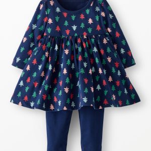 Baby Holiday Long Sleeve Everywhere Dress & Leggings Set