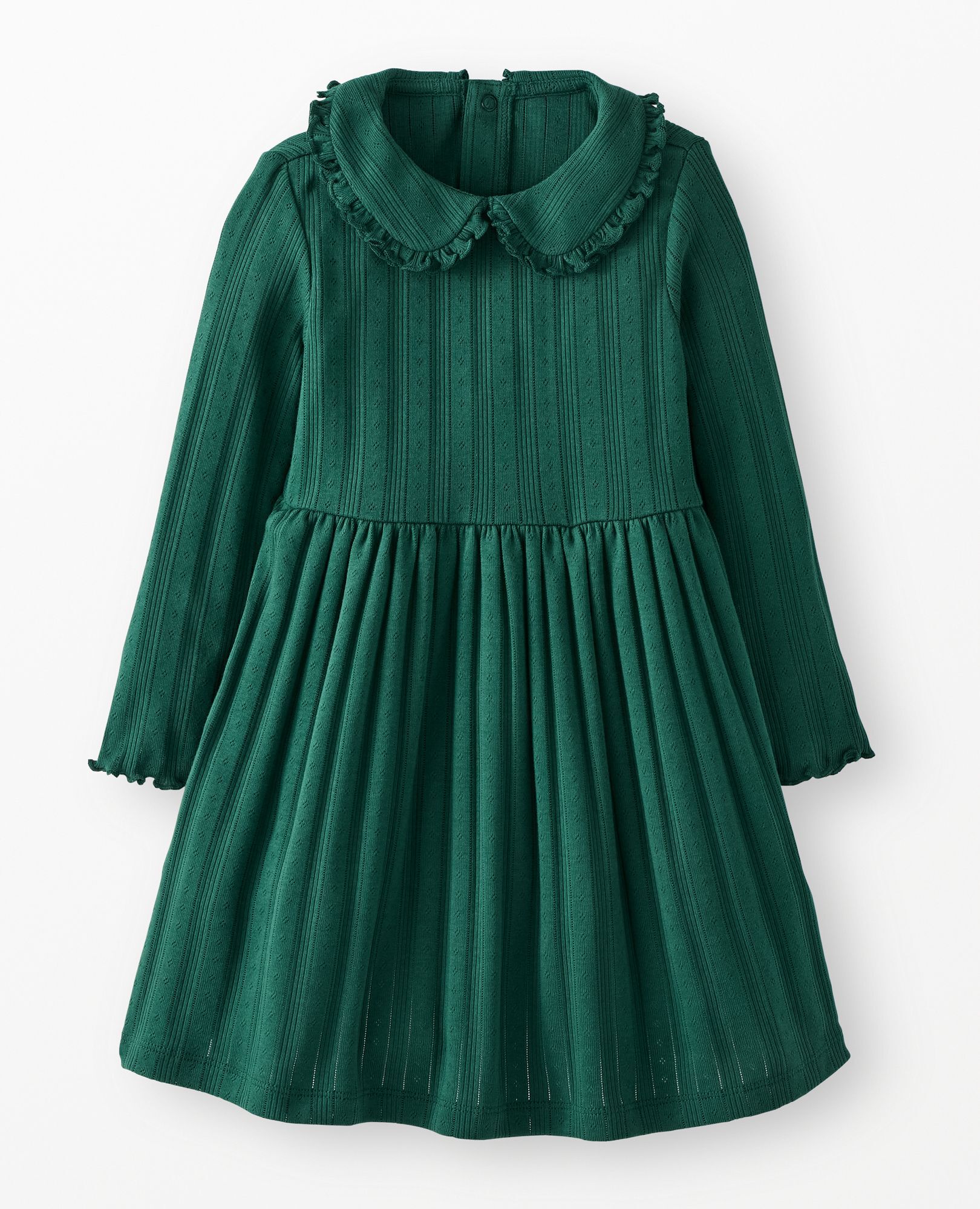 Long Sleeve Collared Pointelle Dress with Pockets