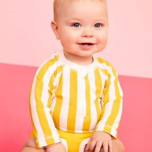 Baby Striped Rashguard & Swim Trunks Set