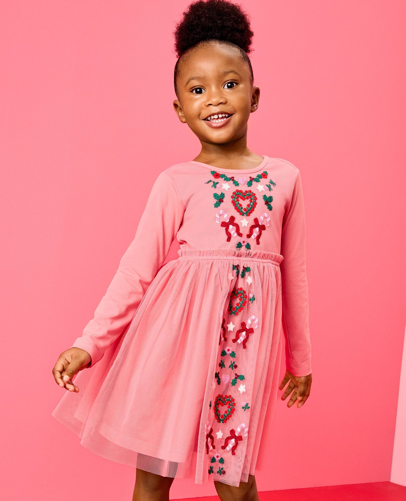 Long Sleeve Tulle Embroidered Dress - Image 6
