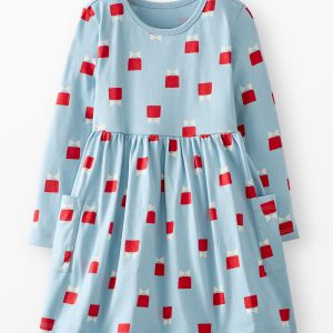 Holiday Long Sleeve Playground Dress with Pockets
