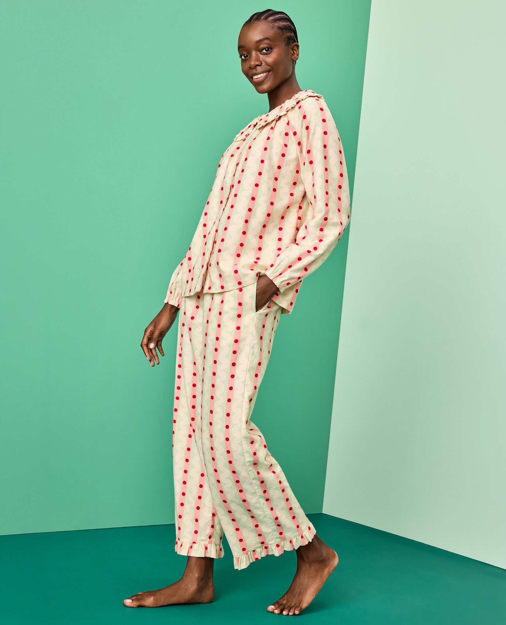 Women's Holiday HannaSoft? Flannel Ruffle Pajama Set
