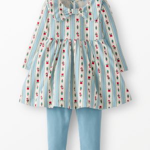 Baby Holiday Long Sleeve Bow Skater Dress & Leggings Set