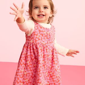 Baby Long Sleeve T-Shirt & Jumper Dress Set