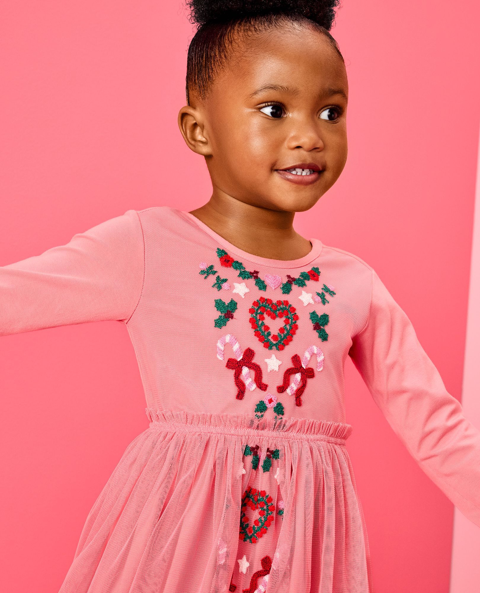 Long Sleeve Tulle Embroidered Dress - Image 11