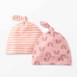 2-Piece Baby Layette Top Knot Beanie in HannaSoft?