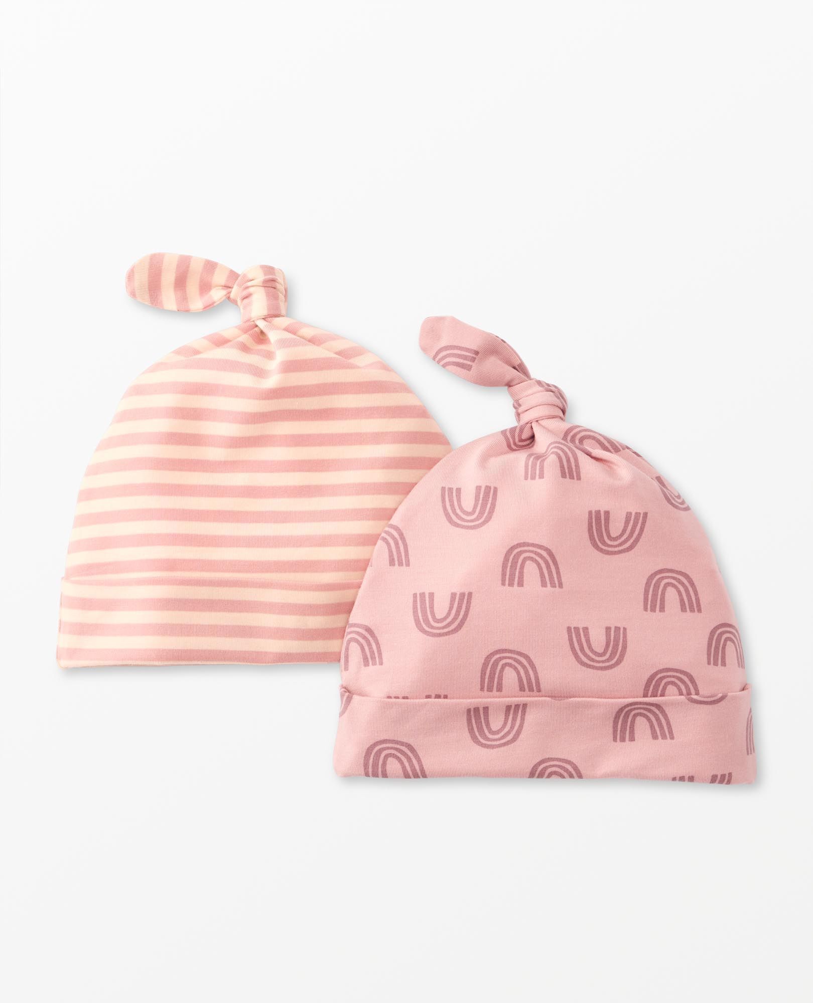 2-Piece Baby Layette Top Knot Beanie in HannaSoft?