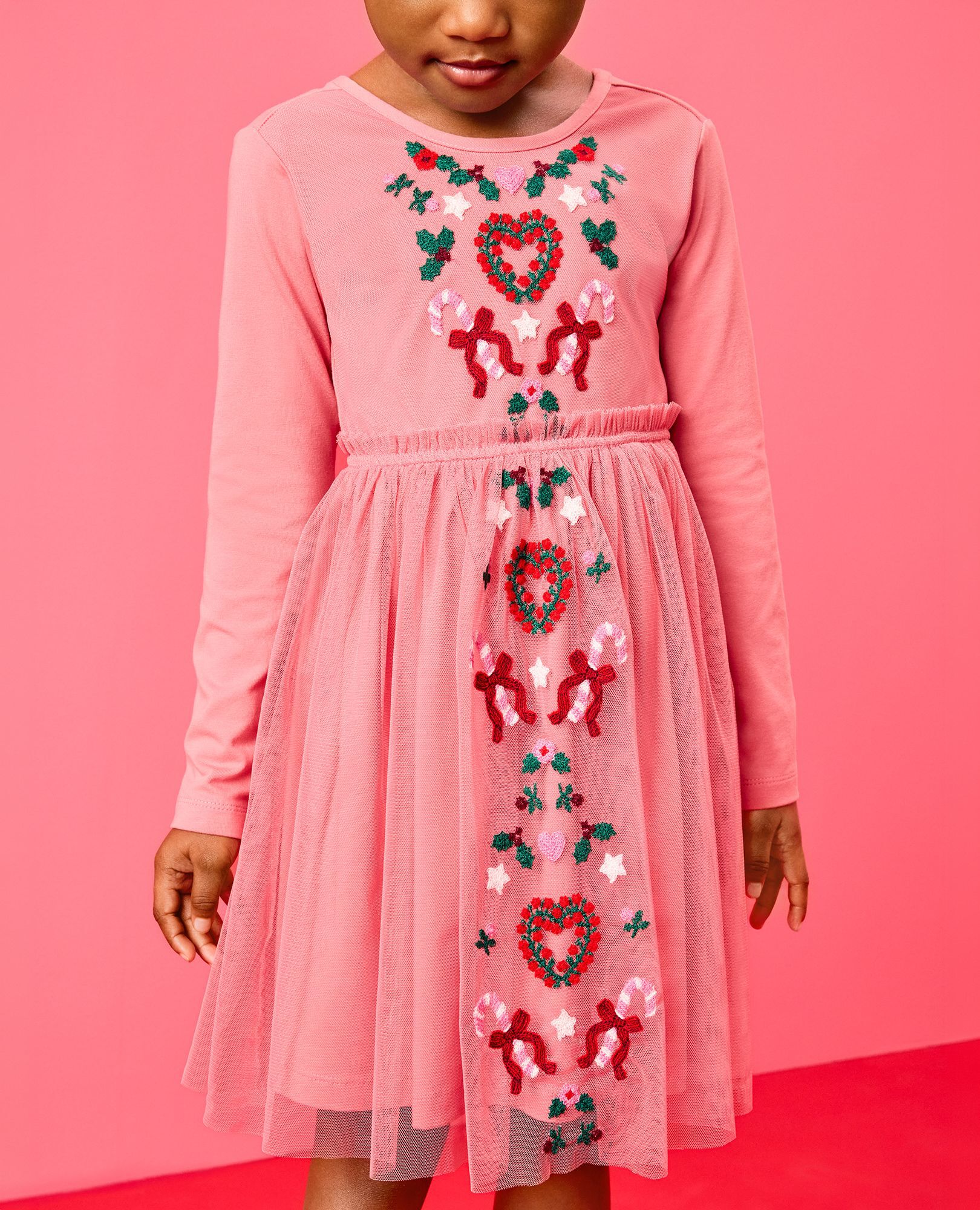 Long Sleeve Tulle Embroidered Dress - Image 12
