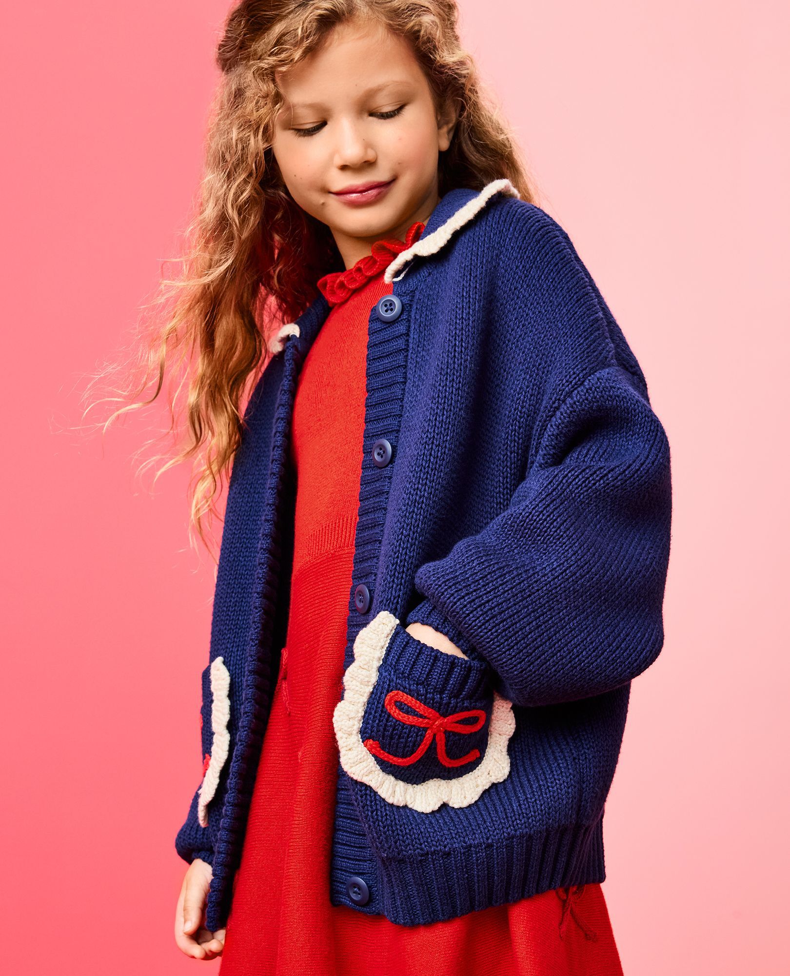 Collared Bow Pocket Cardigan - Image 6
