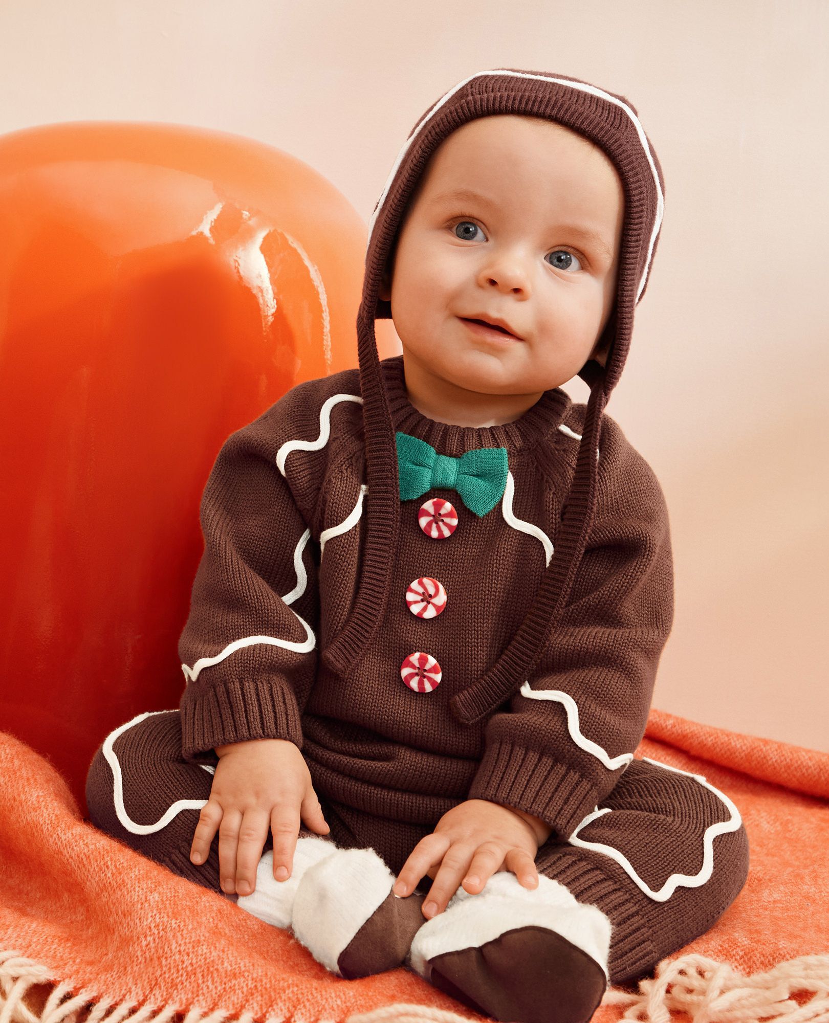 Baby Gingerbread Sweater Romper & Hat Set