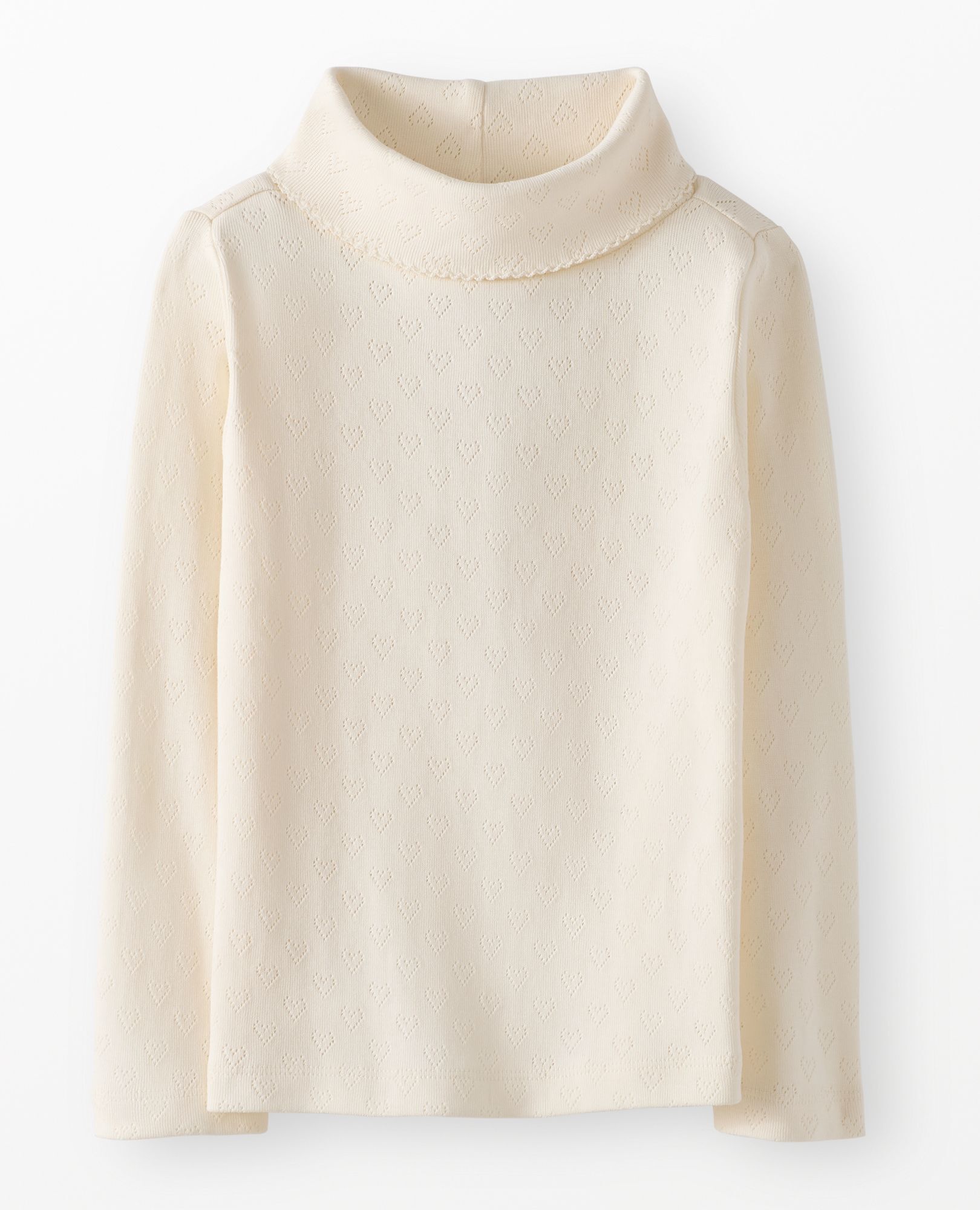 Long Sleeve Pointelle Heart Turtleneck Top - Image 9