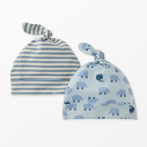 2-Piece Baby Layette Top Knot Beanie in HannaSoft?