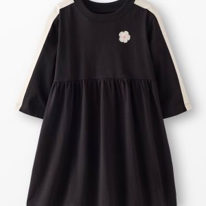 Stripe Sleeve Embroidered Dress