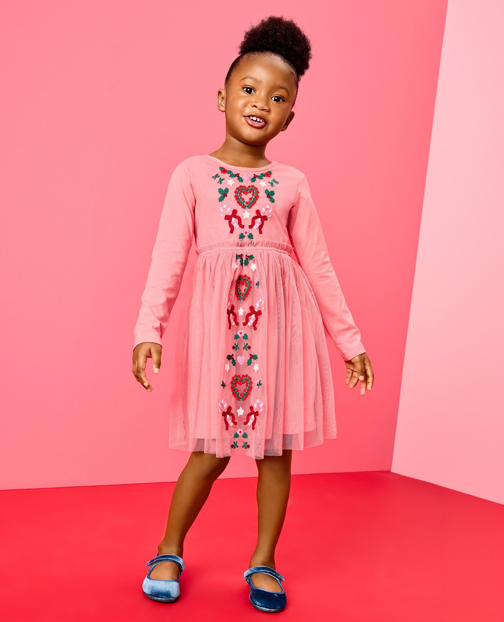 Long Sleeve Tulle Embroidered Dress - Image 10