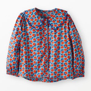 Long-Sleeve Collared Twill Top