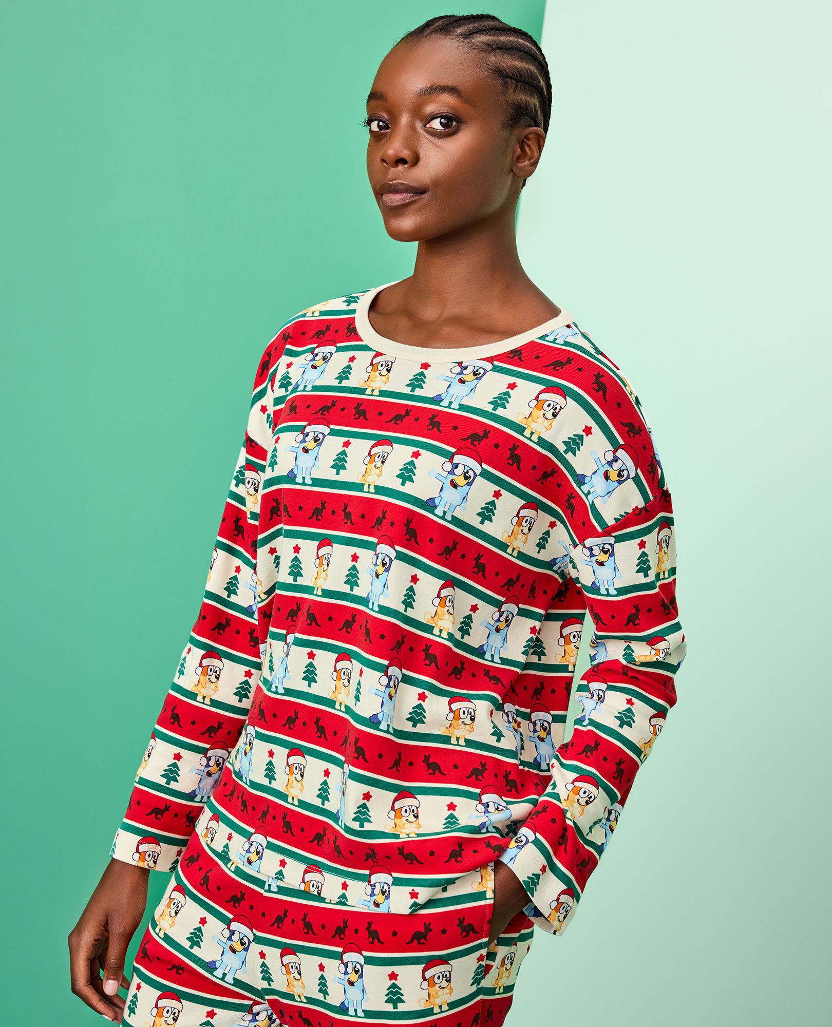 Women's Bluey Holiday Wide Leg Pajama Set