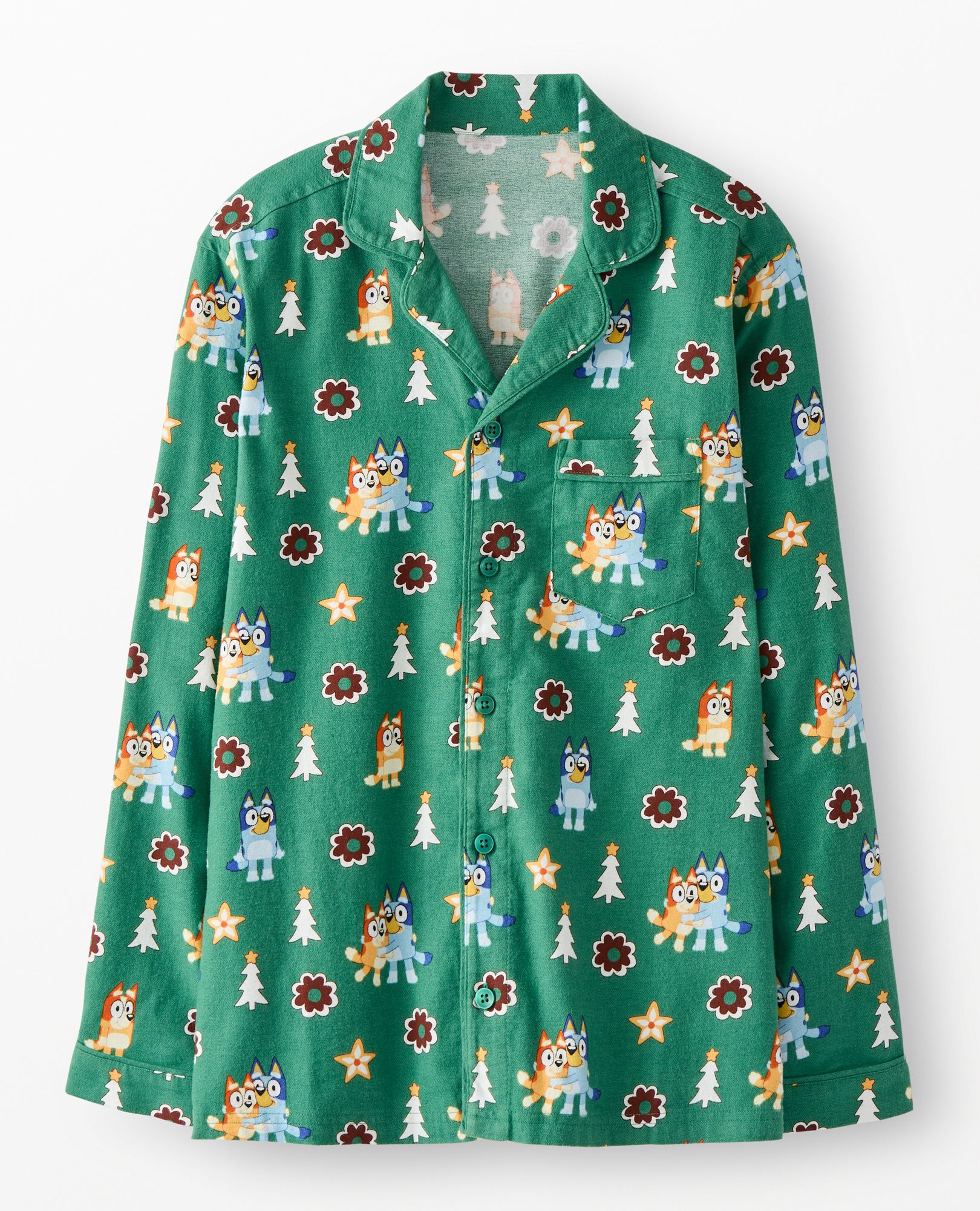 Adult Bluey Holiday Flannel Pajama Top