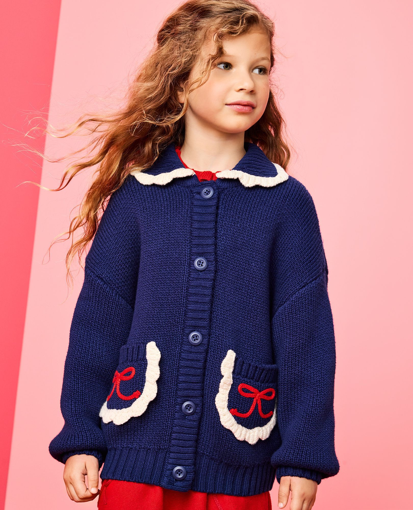 Collared Bow Pocket Cardigan