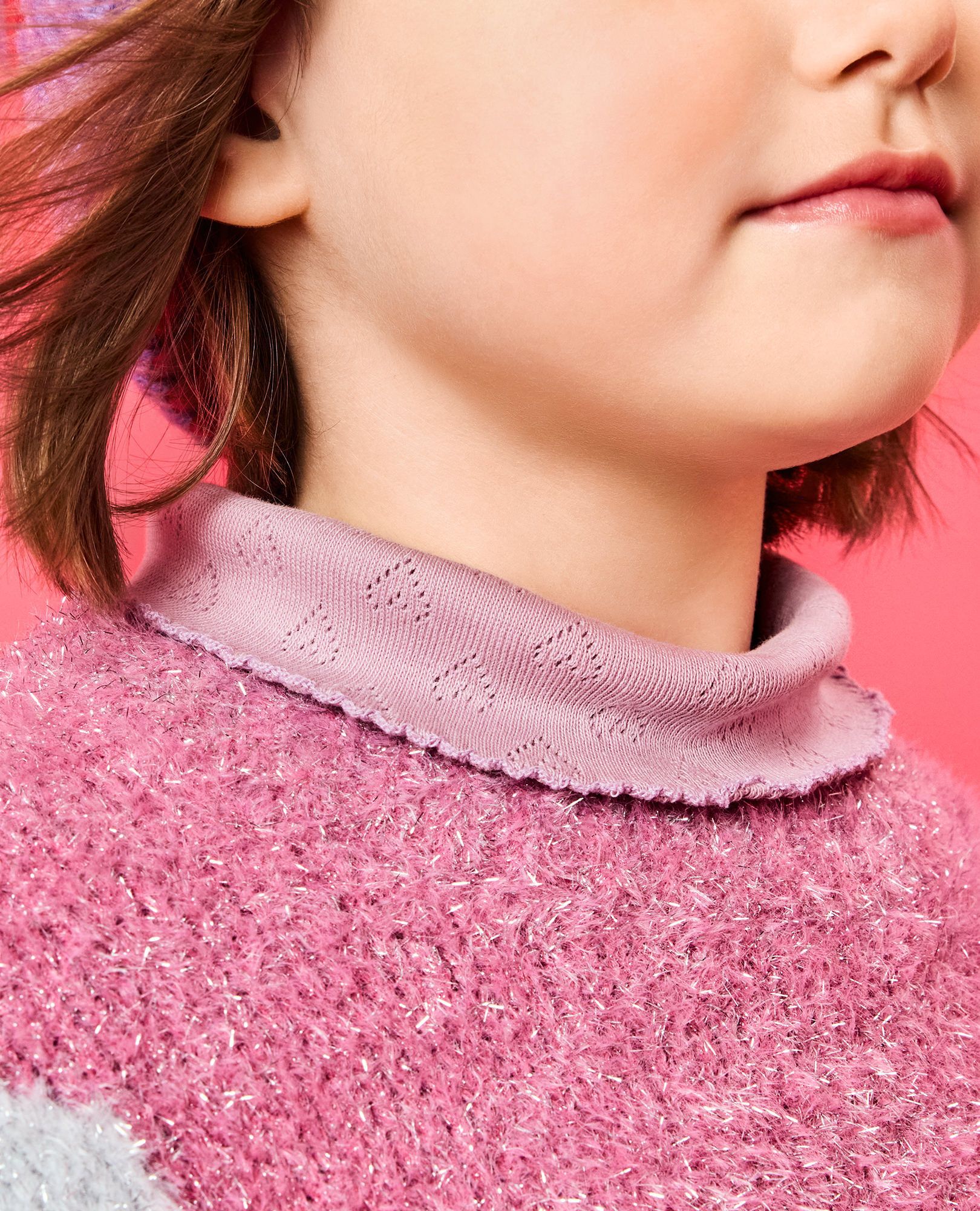 Long Sleeve Pointelle Heart Turtleneck Top - Image 6