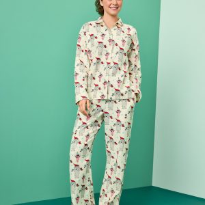 Women's Elephant & Piggie Holiday Flannel Pajama Set